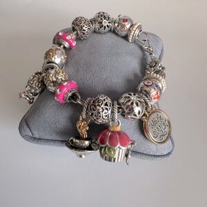 Brighton Silver Pink Charm Bracelet